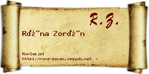 Róna Zorán névjegykártya